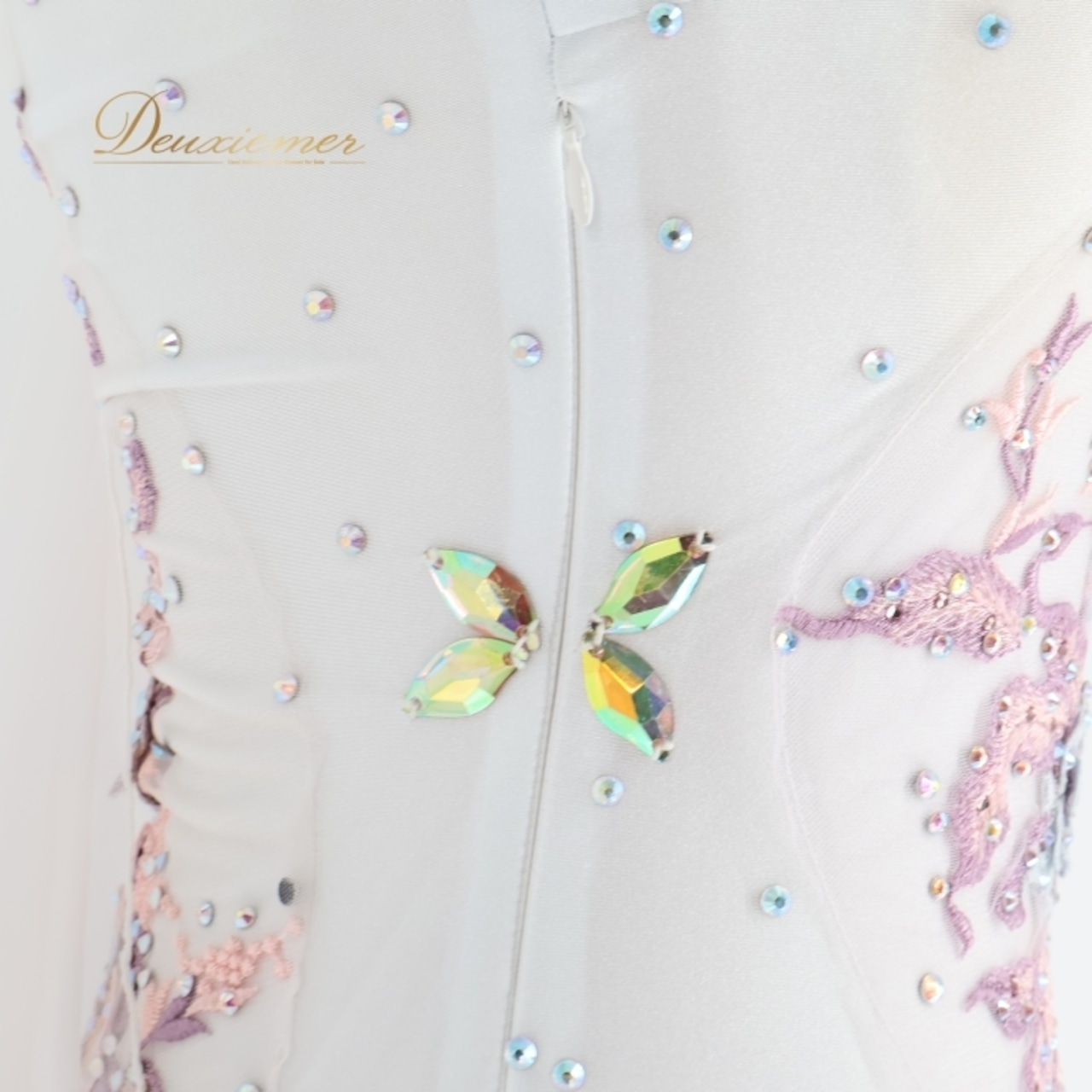 社交ダンス 衣装 スタンダード ドレス スタンダードドレス ワンピース 白 フロート デモ 競技 フリル パーティ 発表会 ピンク系 ホワイト系 フラワー おしゃれ デザイン スカート フォーマル ステージ用 Mサイズ 女性用 競技用 発表会用