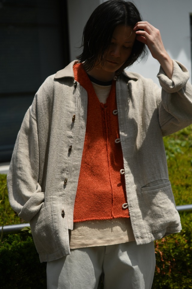 obafer / Exclusive 和紙Lace up vest (Orange)