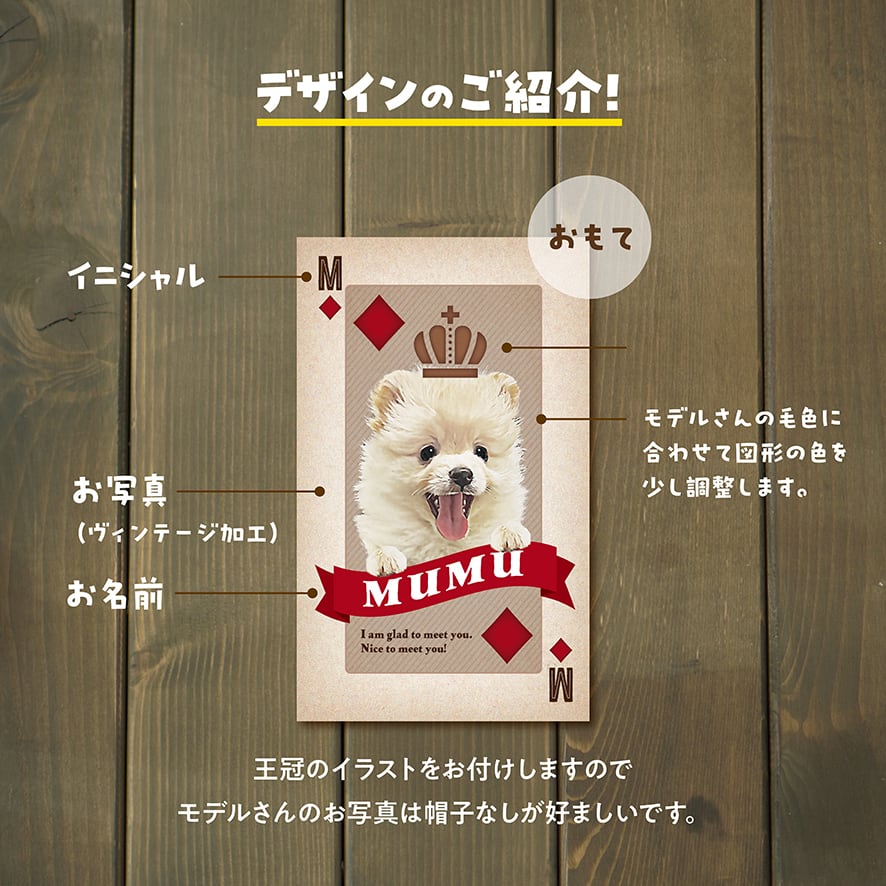 名刺 〈トランプ〉（100枚）☆箔押しはオプション! | 〈うちの子グッズ