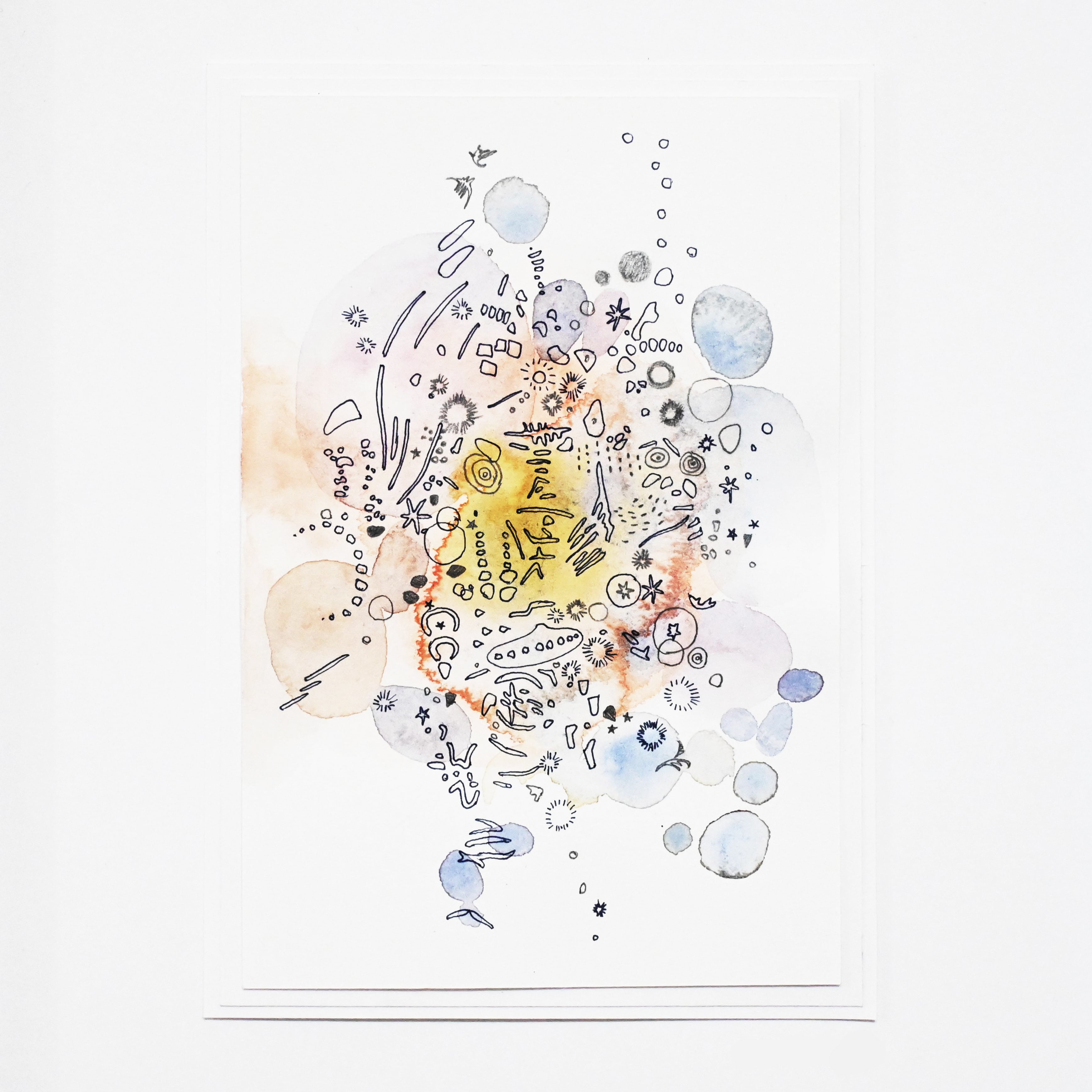 原画】「お気に入りのあの場所で」 ペン 水彩画