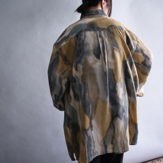"滲み" ennui color art pattern over size shirt