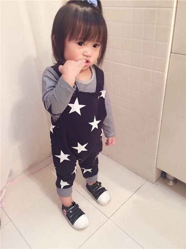 星柄オーバーオール ２点セット 上着 パンツ ベビー服 女の子 赤ちゃん服 幼児 子供服 男の子 長袖 ４サイズ キッズ服 ロンパース カバーオール 満月 出産祝い プレゼント70cm 80cm 90cm 100cm 0ヶ月 24ヶ月 70cm 0 6ヶ月 写真のように Eb6 海外子供服nico