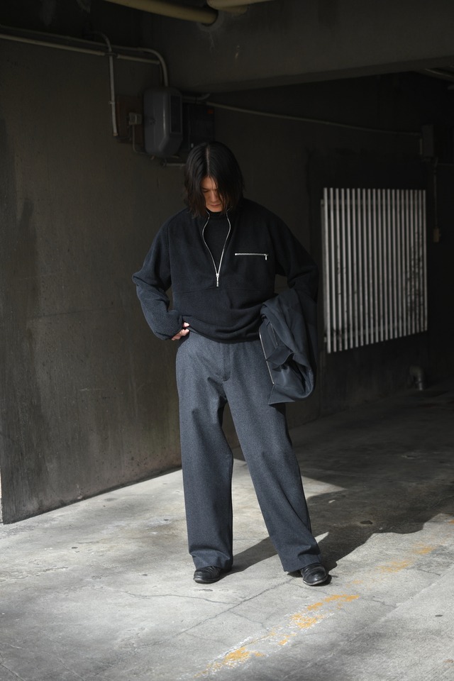A.PRESSE / Vintage Silk Fleece Harf ZIP Jacket (Black)