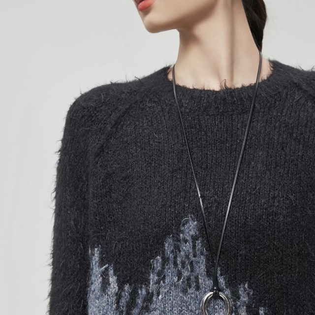 Gradient fuzzy knit top C1433