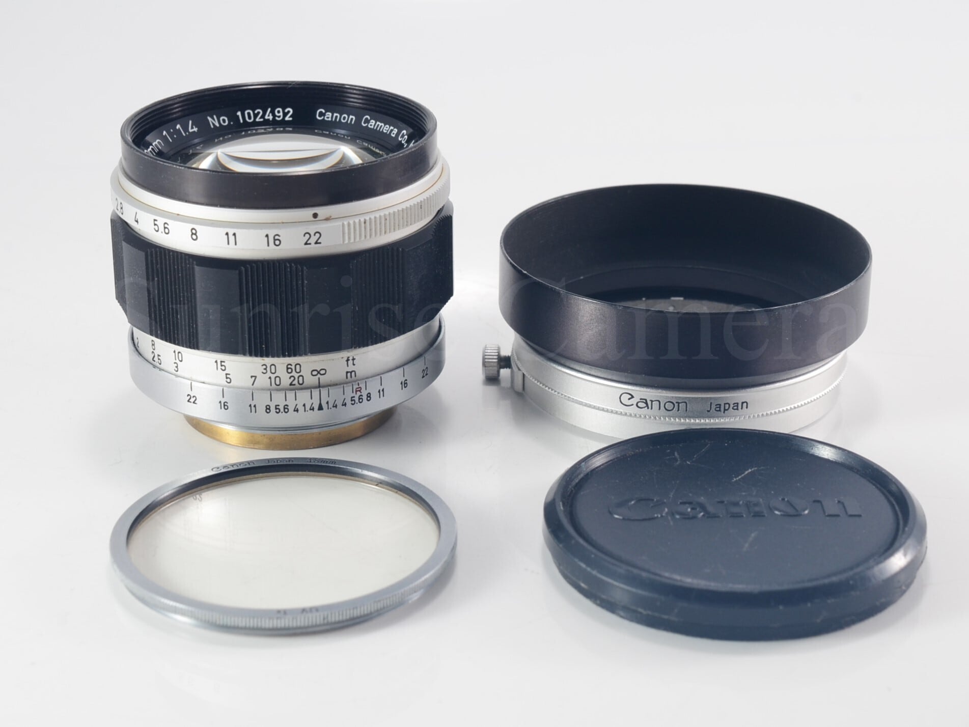 日本製ズミルックス】Canon 50mm F1.4 II L39 整備済 純正フード付