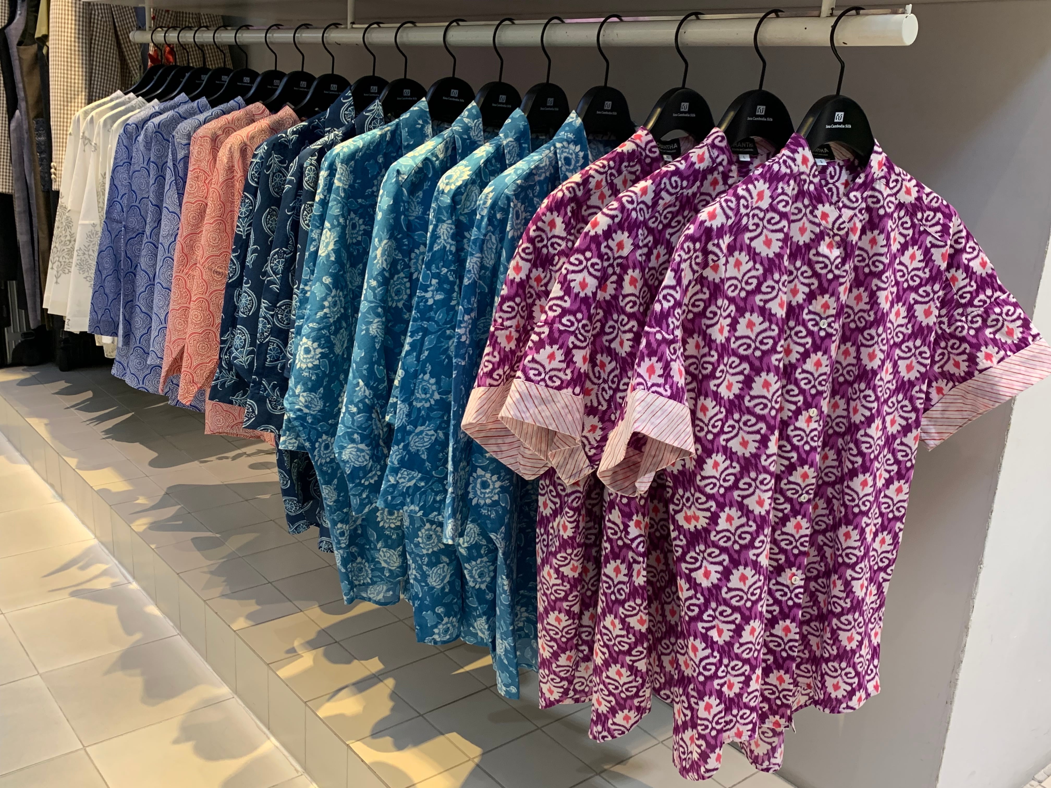 シャツ インド綿 手作り ピンク 涼しい ハンドメイド ブロックプリント