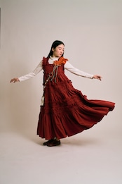 bi-tone frill strap Orange×Mint