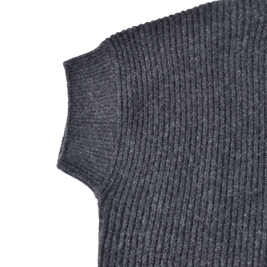 evam eva エヴァムエヴァ wool fox aze vest ウールフォックス畦ベスト・チャコール【送料無料】