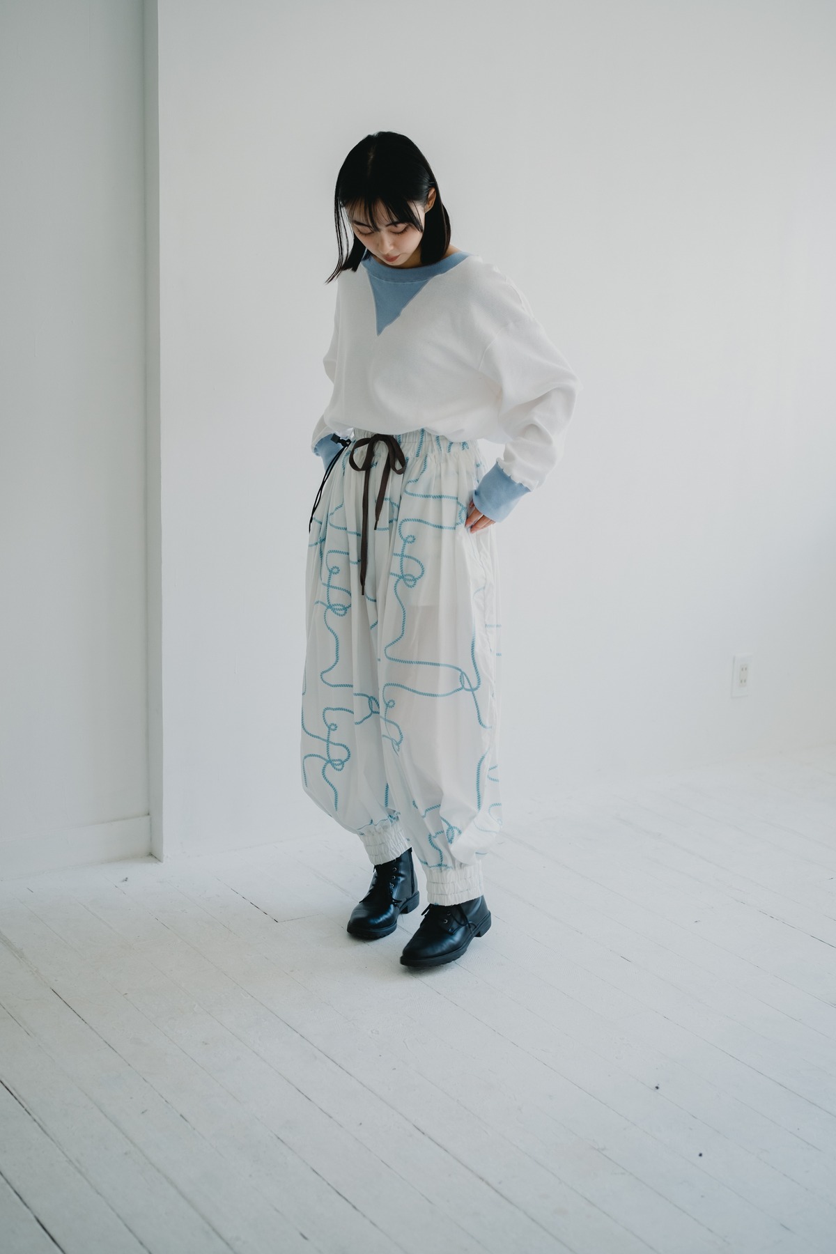 RADIO EVA × 01u10】円環rope jacquard many many gather pants | 01u10