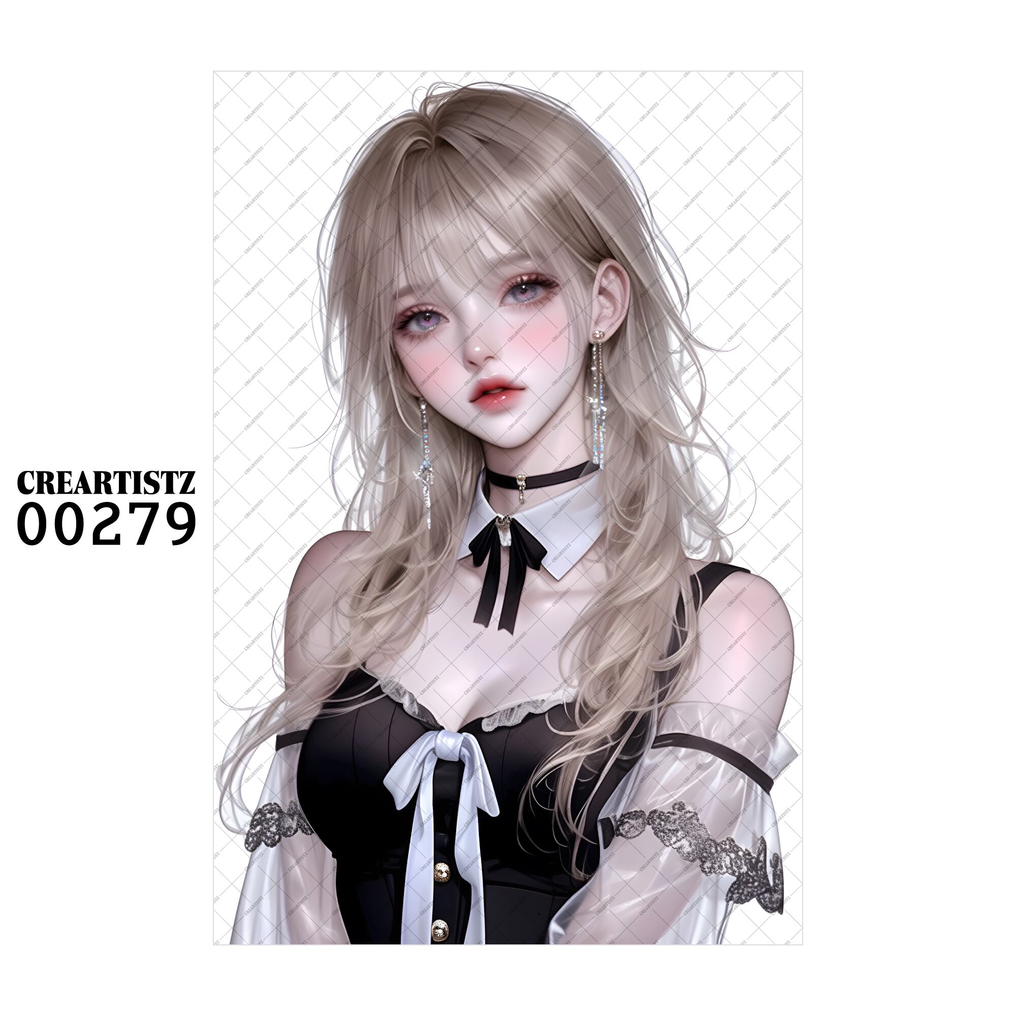 00279 ガール キュート オリジナル ペーパー/ステッカー 4枚セット CREARTISTZ