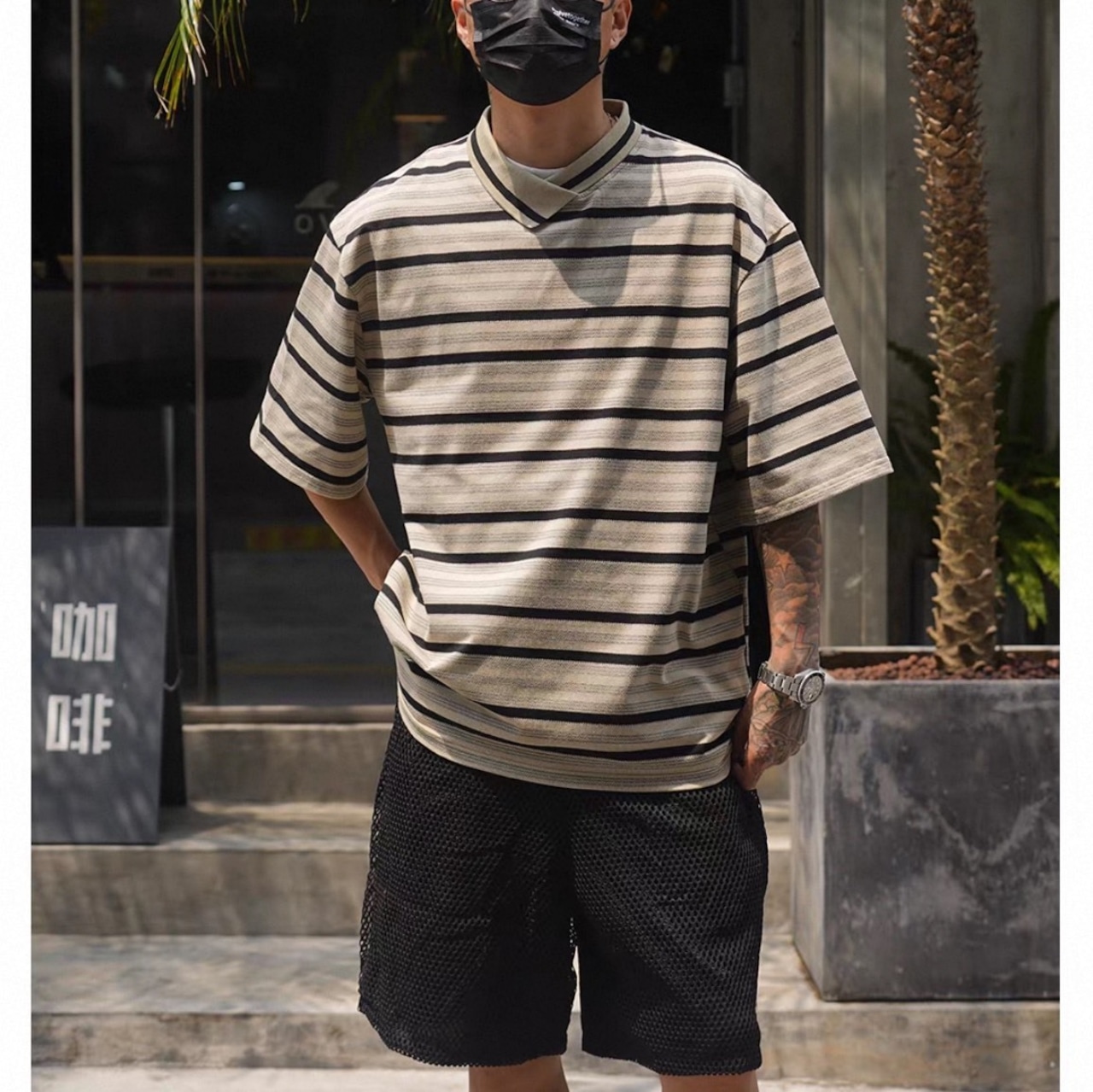 Layered look striped tee 1490 - 3