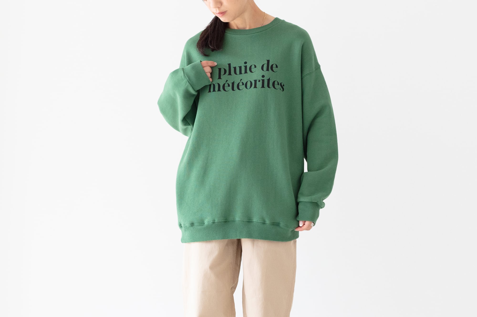 裏微起毛 - ミドル丈ワイドプリントスウェット  pluie de météorites