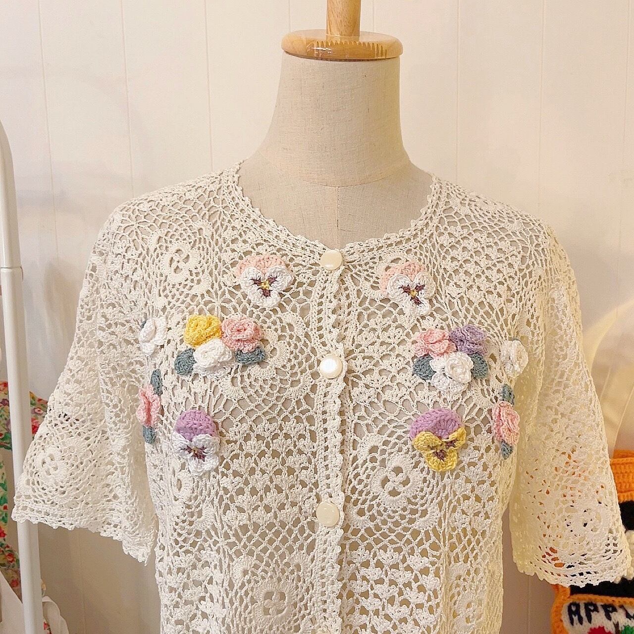 remake : flower fall crochet knit cardigan