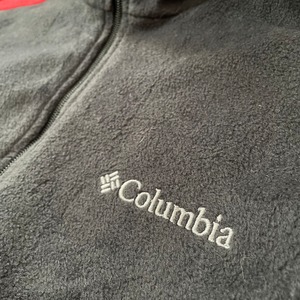 【Columbia】フリース ベスト 切替 ワンポイントロゴ 刺繍ロゴ ジップアップ フルジップ XL ビッグサイズ コロンビア US古着