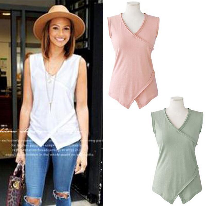 Vネック 無地 ラップ タンクトップ