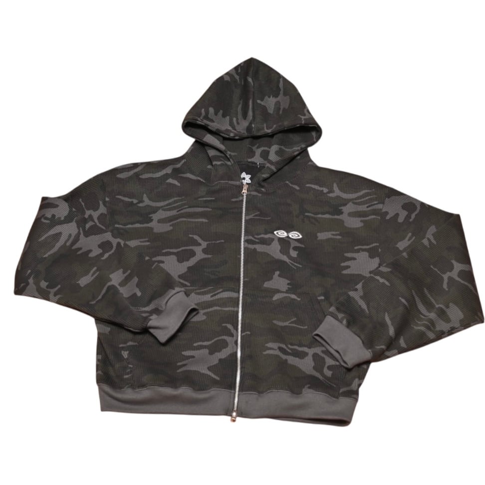 トップス FloraCore Camo Waffle Double Zip Hoodie FloraCore