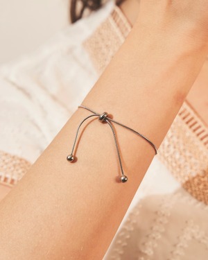 316L ribbon bracelet 【SILVER】#b66