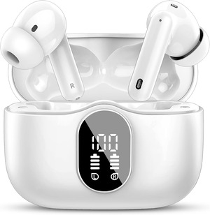 【数量限り】イヤホン bluetooth ワイヤレスイヤホン【2025最新ブルートゥースイヤホン】Bluetooth5.4 ENC通話ノイズキャンセリング 接続瞬時 タッチ操作 HiFi音質 iphone イヤフォン 自動ペアリング 最大40時間再生 超快適設計 LEDディスプレイ Type-C 急速充電 IPX7防水 小型/軽量 Android/Pad適用 スポーツ/WEB会議/通勤/通学 (ホワイト)