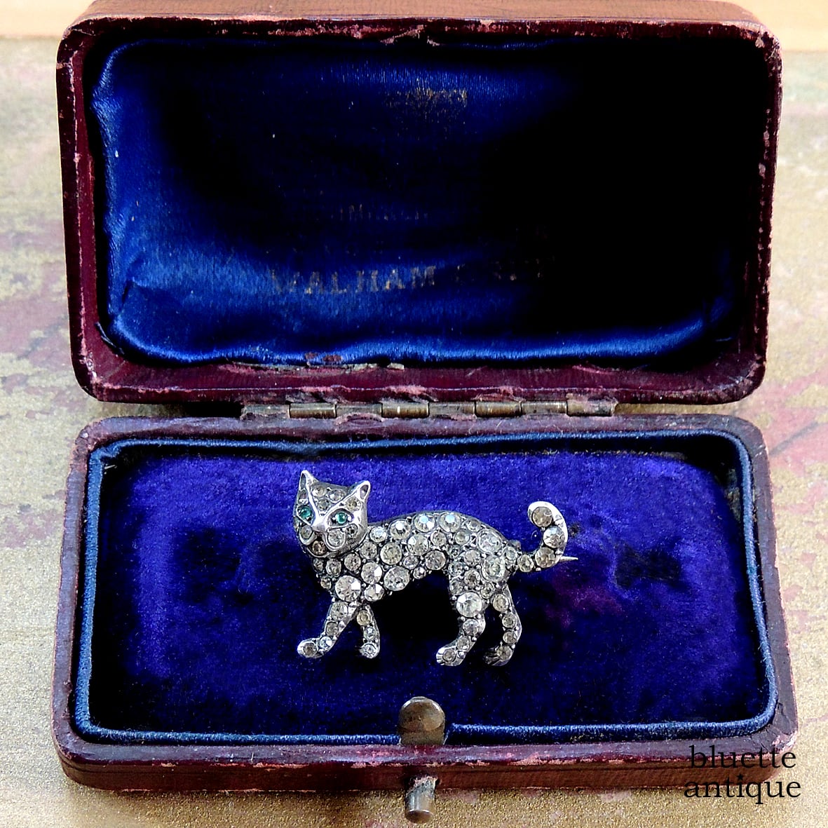 アンティークジュエリー シルバー935 猫ブローチ | bluette antique