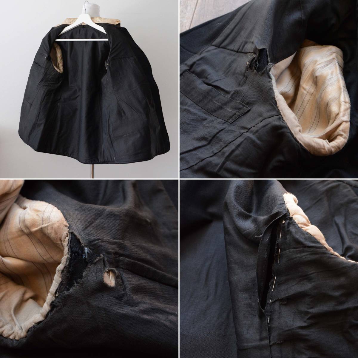 ウールジャケット 黒 消防組? 組頭 ジャパンヴィンテージ 20~30 ウールジャケット 黒 消防組? 組頭 ジャパンヴィンテージ 20~30