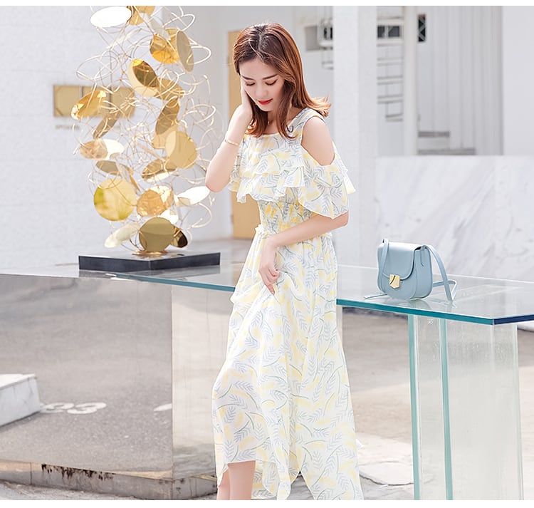 ワンピース ワンピドレス ロング ロング丈 袖あり 半袖 ラウンドネック