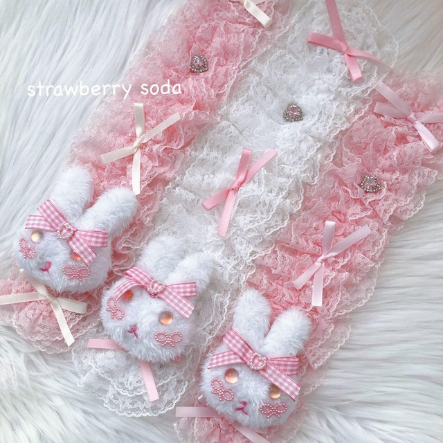 うさぎ付き リボン ハート レース ヘッドドレス