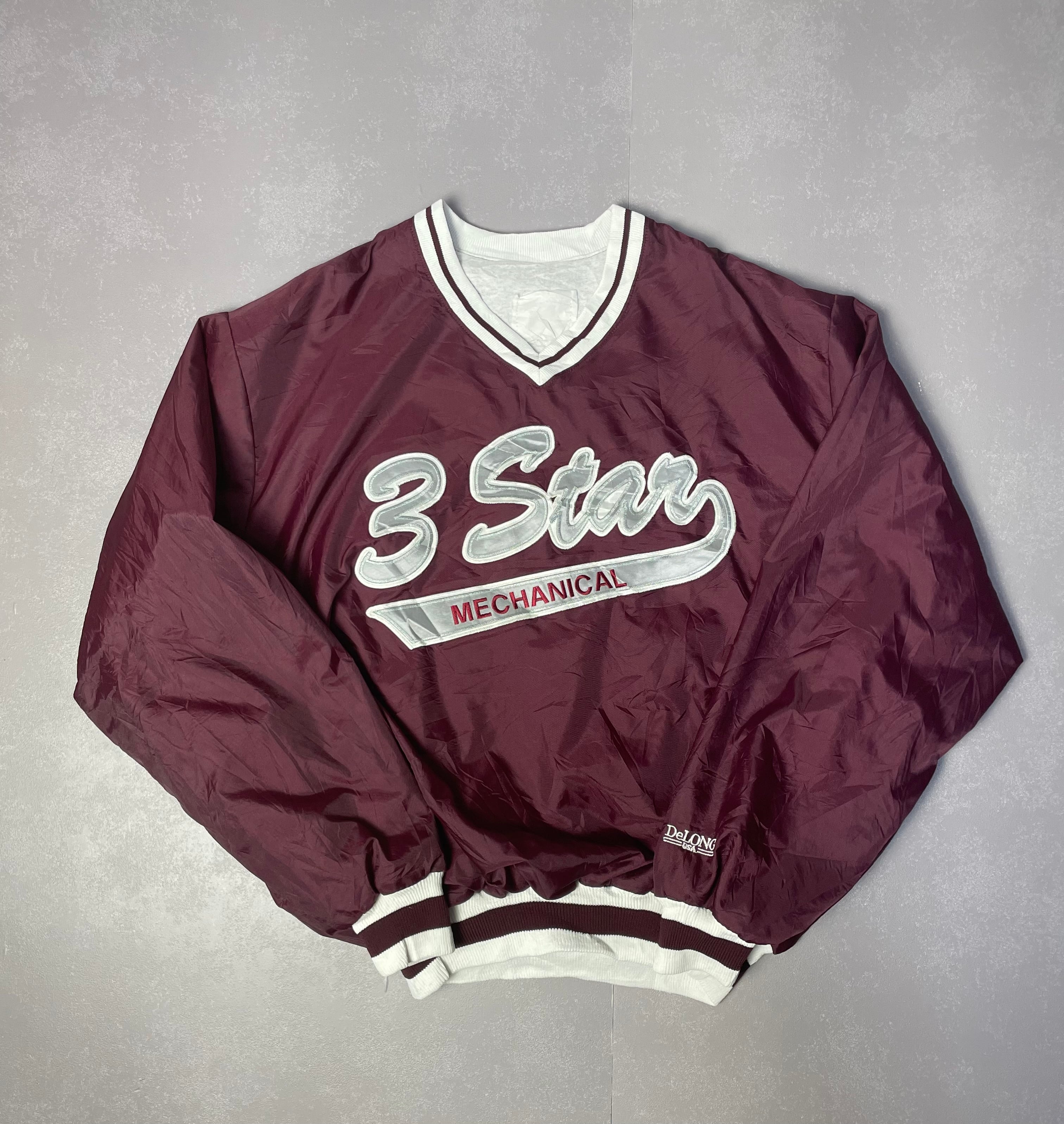 DeLONG デロング ナイロンプルオーバースタジャン メンズXL 古着 USA製 ワッペン 刺繍 ヴィンテージ ビンテージ【ナイロンジャケット】