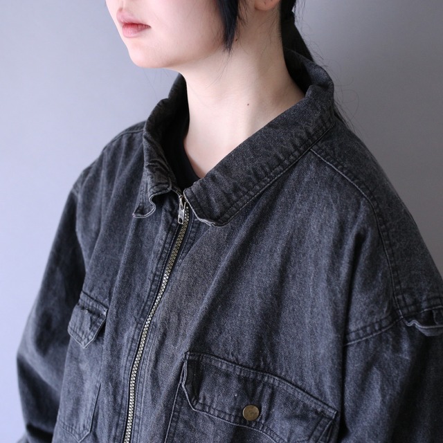 XXX over silhouette good fade black denim jacket