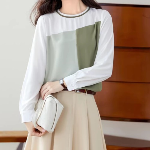アースカラーブロックプリントトップス ・10152