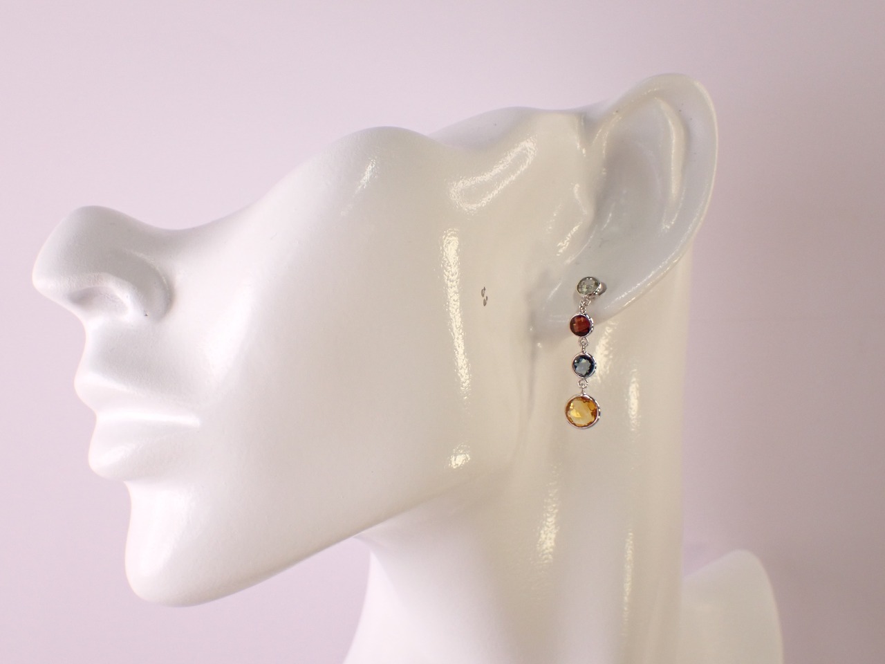 SV925 ガーネット・シトリン・トパーズピアス　[D2-140]