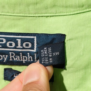 美品 L Caldwell シルクリネン Polo Ralph Lauren ポロラルフローレン 半袖開襟シャツ