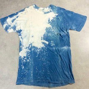 90s ブリーチ タイダイ ポケット Tシャツ インディゴ ブルー