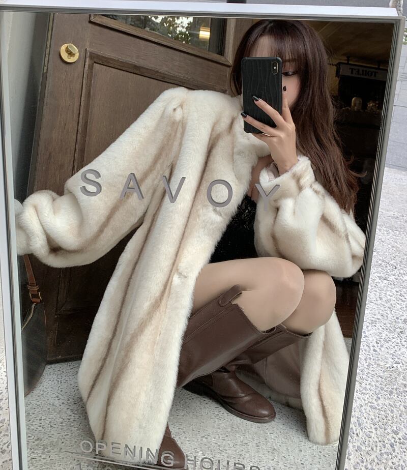 コート レディースルーズスタンダードファーオータムウィンタースタイル レトロ 秋物 冬物 ブラックストロベリース2145737731