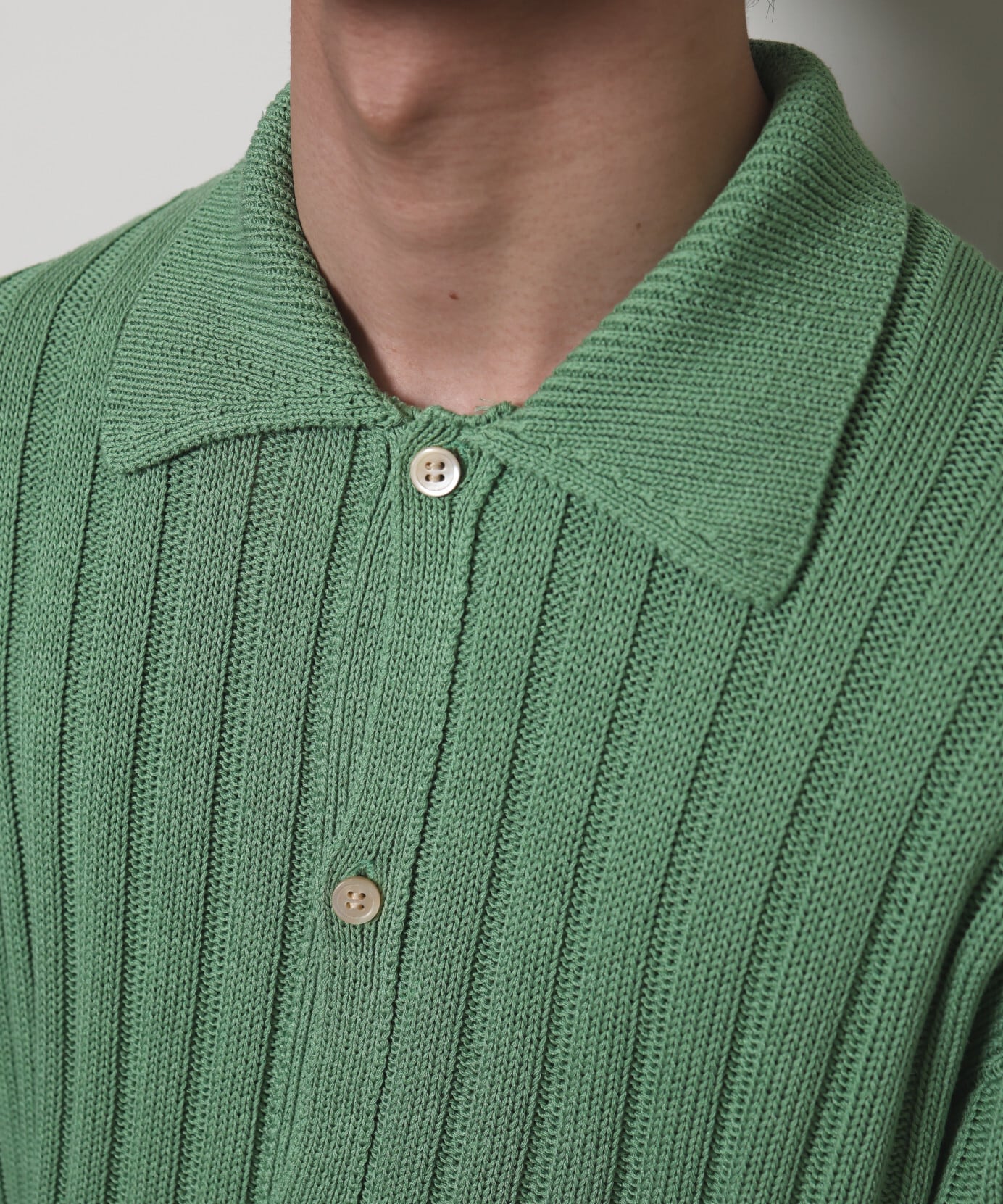 MATSUFUJI / M261-0501 / WIDE RIB KNIT SHIRT (GREEN) | AfterSchool