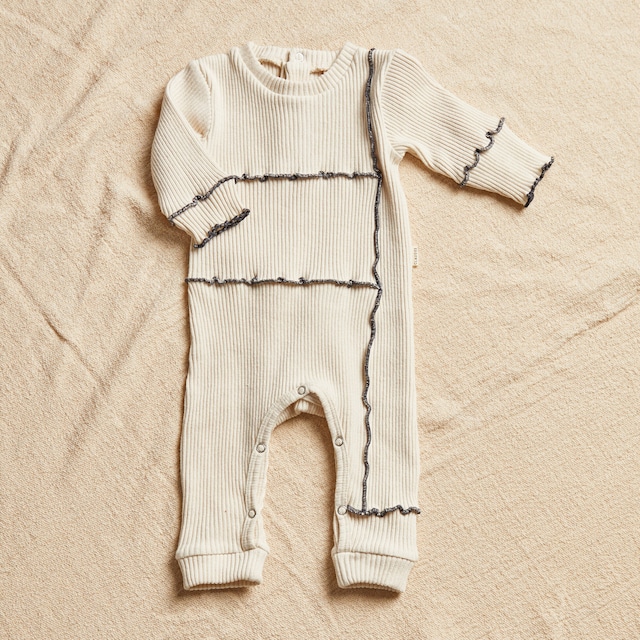 Claude&Co. Rib Lettuce Onesie - Oat【6-12M】