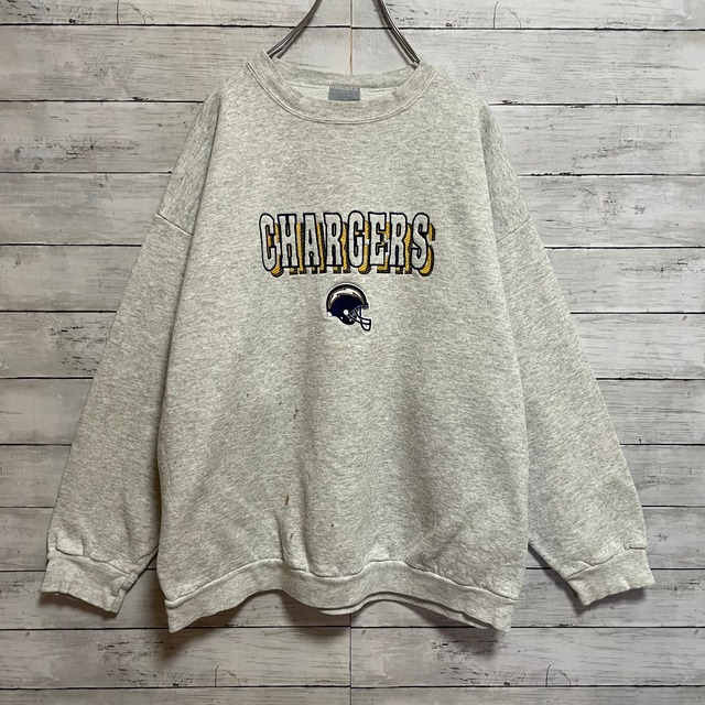 【NFL】USA製　90s チーム物　デカロゴ刺繍　スウェットトレーナー　チャージャーズ
