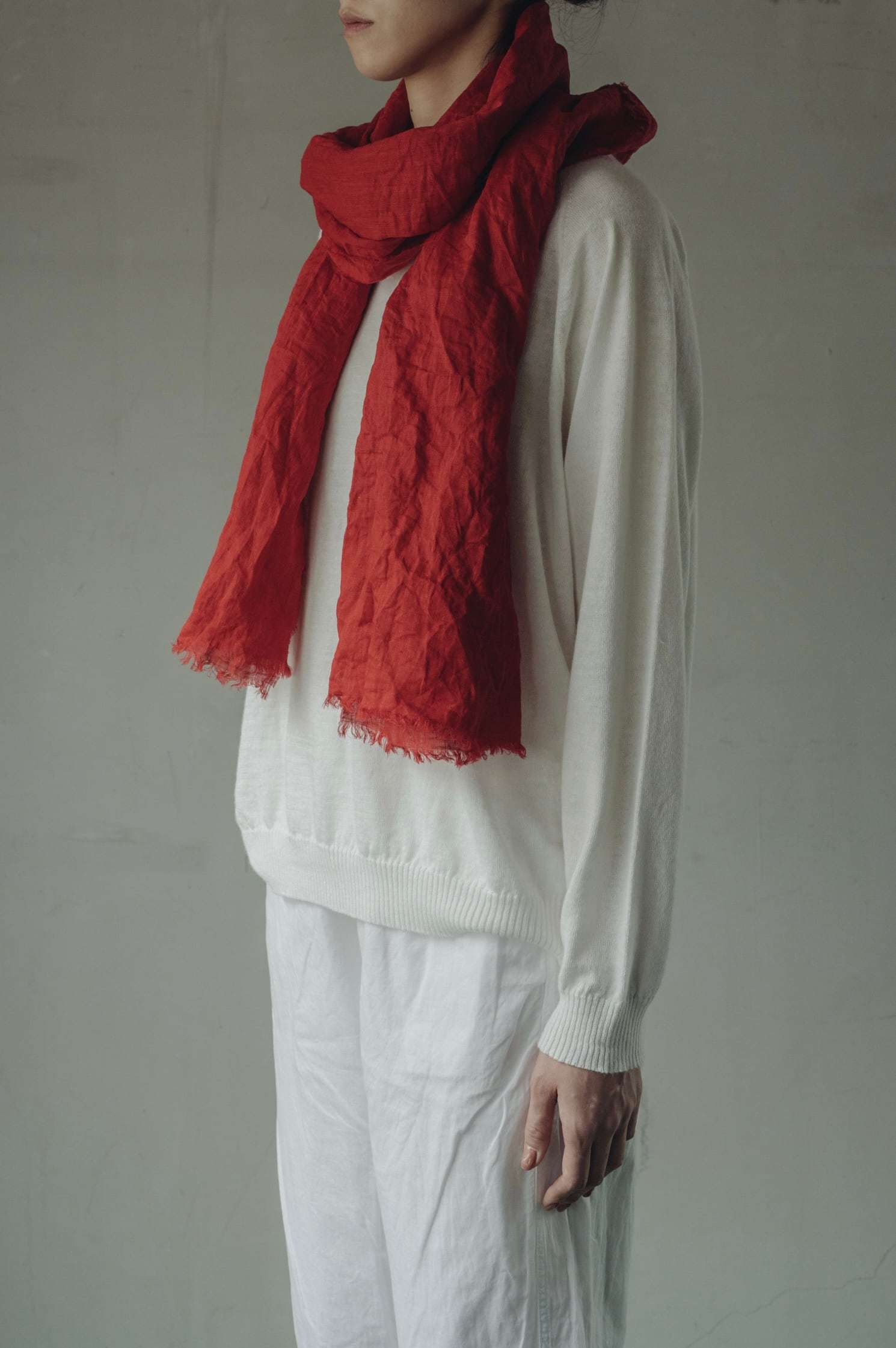 3002-2 80 linen muffler / red