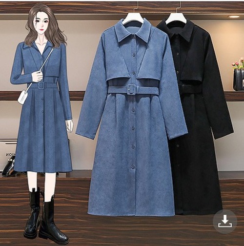 【大きいサイズL-4XL】【春夏新作】ファッション/人気ワンピース♪ブルー/ブラック2色展開◆sertc-107227