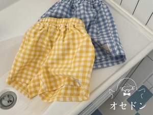 【 yellow factory】ギンガムナチュラルコットンショートパンツ 80〜120cm イエロー 240529