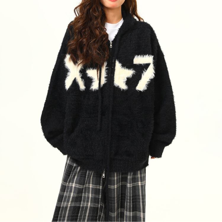 長袖 ジップアップ ニット オーバーサイズ ジャケットL00222