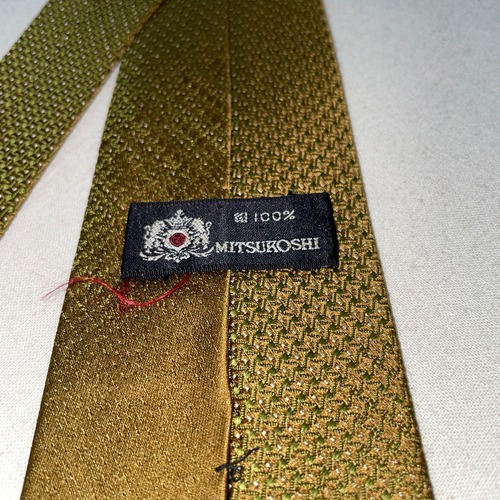 Vintage Japan tie 金　格子柄　n-48