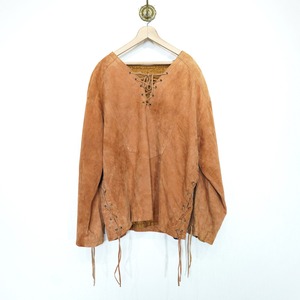 70's USA VINTAGE LEATHER LACE UP JACKET/70年代アメリカ古着レザーレースアップジャケット