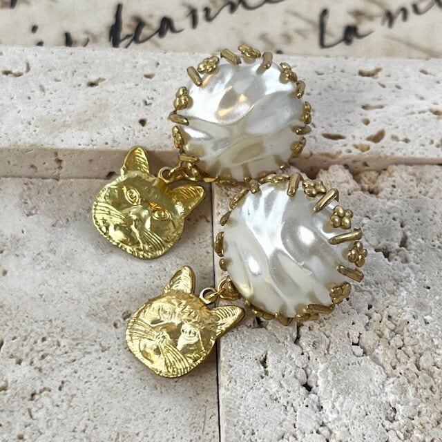 フランスアンティークジュエリーピアスバラ18k ヴィンテージ