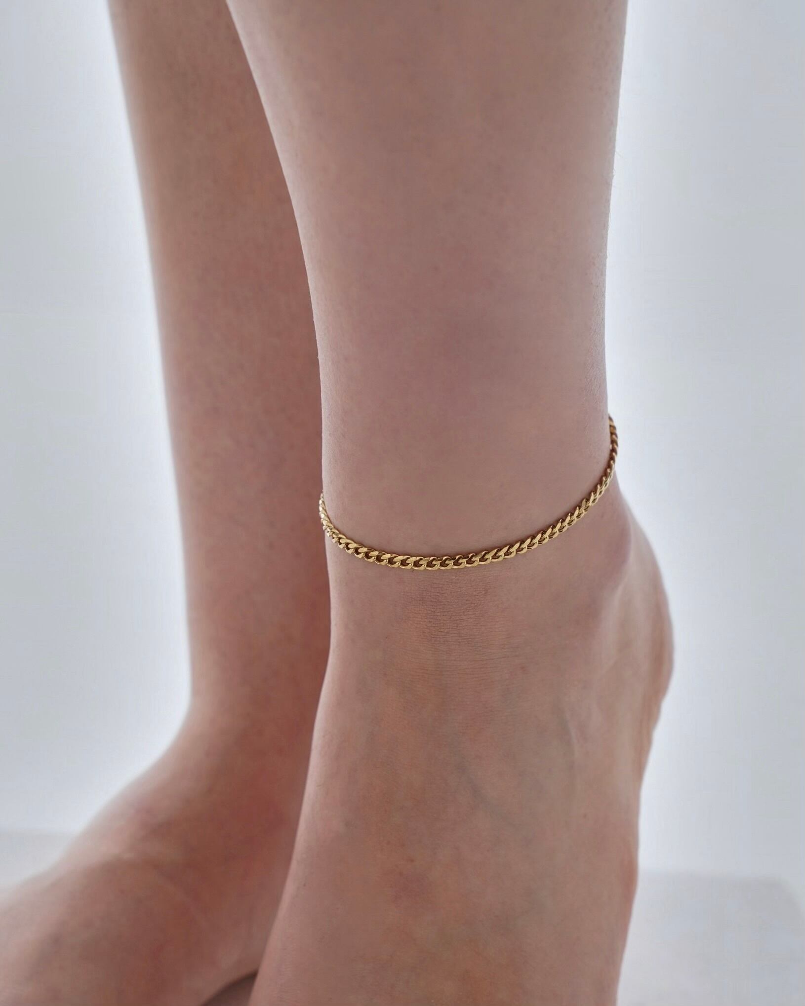 316L Flat link chain anklet［GOLD］#a10 | namuel