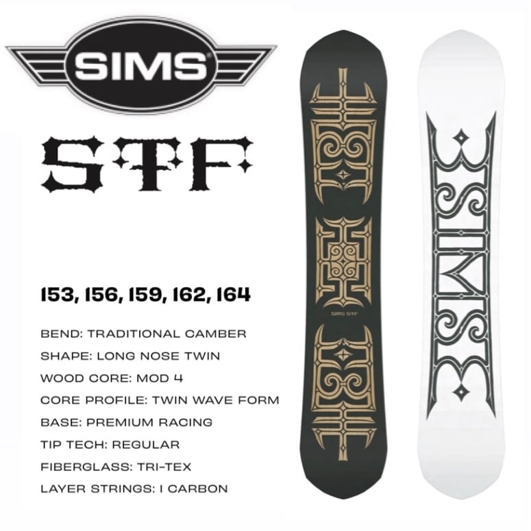 ◆SIMS◆スノーボード 159cm ビンディング セット + ボードケース付き