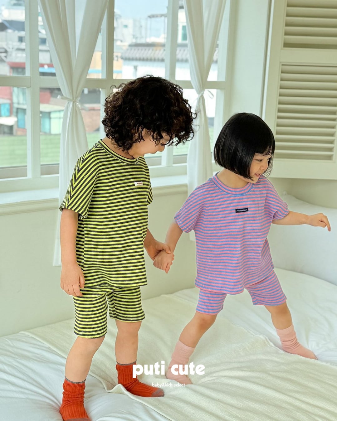 80-120 ꒰ 予約 ꒱ Striped biker set / Tiny hiker ⸝⋆