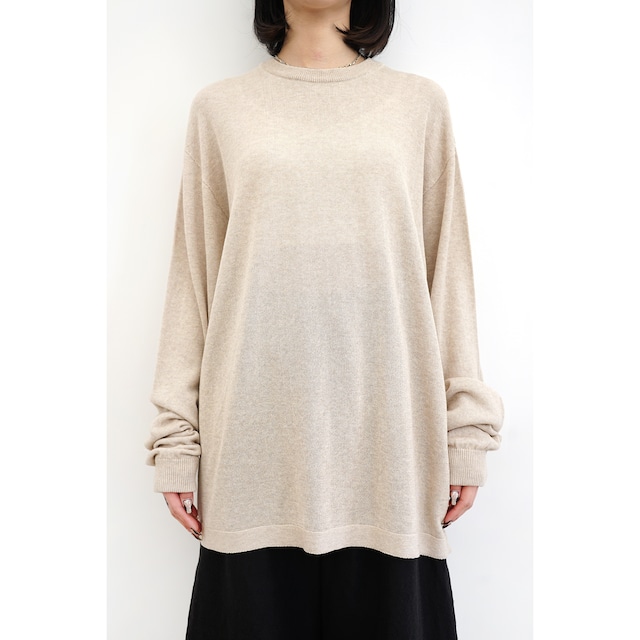 [Blanc YM] (ブランワイエム) BL-23S-WKLS Wide Knit L/S Shirt (Beige)