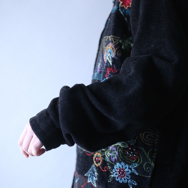 "刺繍" flower and geometry art pattern pile fabric jacket