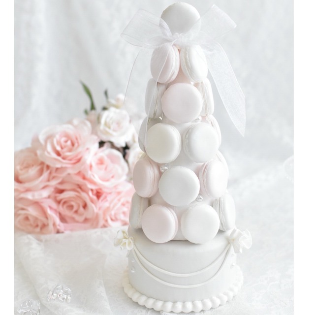 macaron tower / s (gray × pink × white)