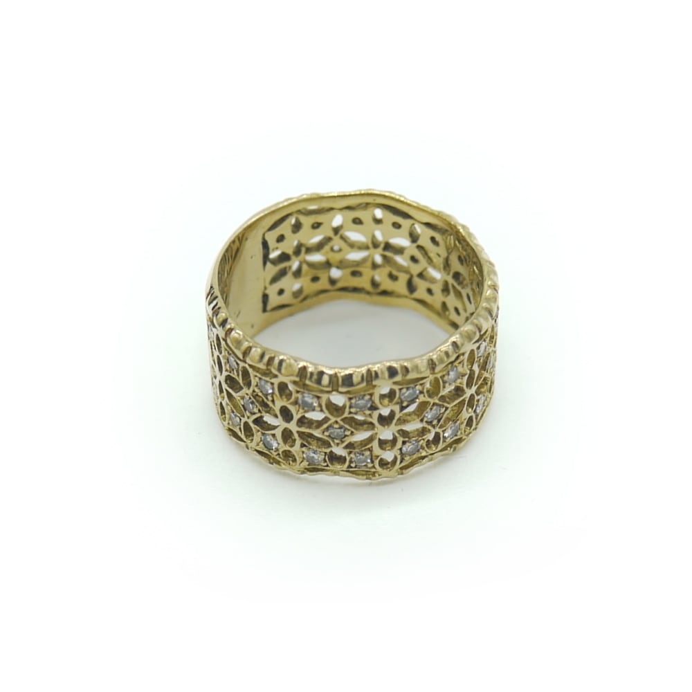 K18 ダイヤモンド 透かし彫り デザインリング 18金 指輪 14号 Y02603 ...